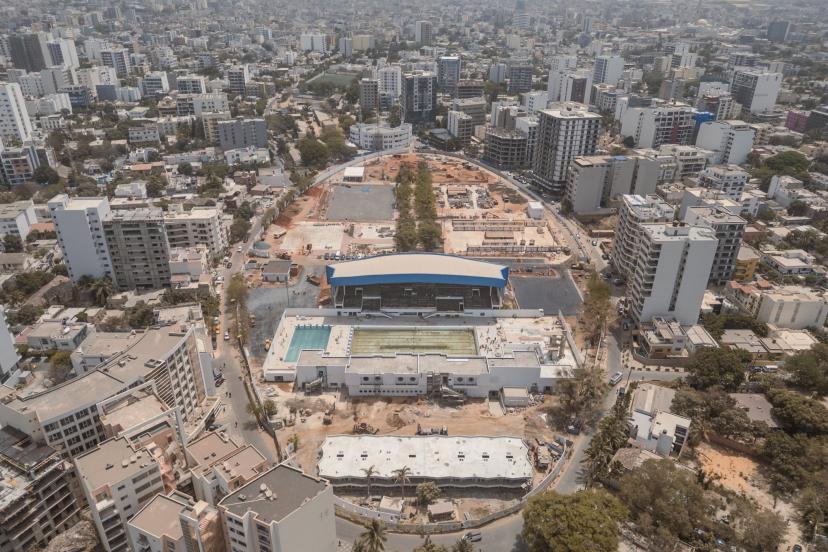 Vue aérienne du point E, site des Jeux Olympiques de la Jeunesse 2026