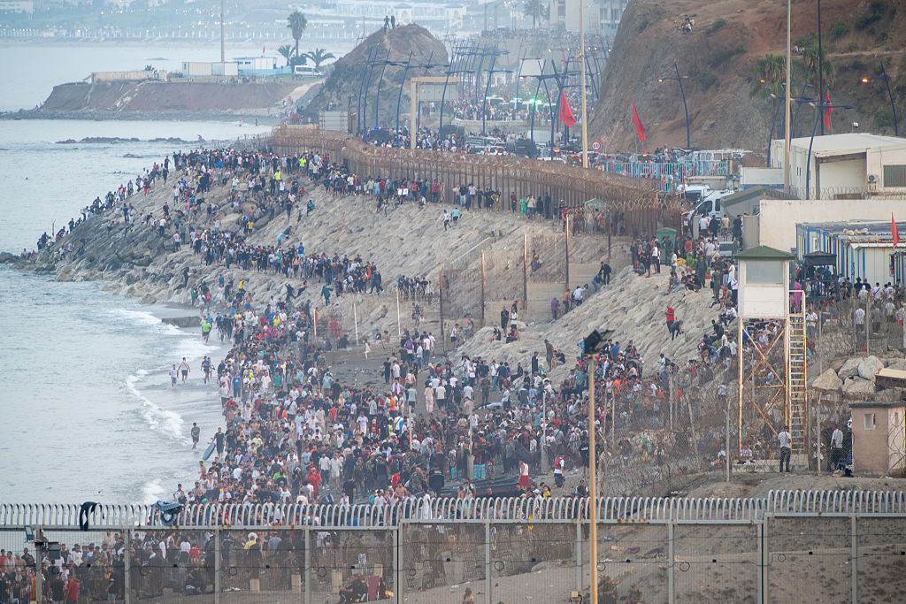 Manifestation à Ceuta lors d'une crise migratoire