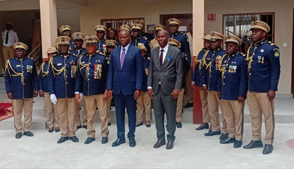 Inauguration du bâtiment annexe de la Sécurité pénitentiaire à Libreville par le président gabonais Brice Clotaire Oligui Nguema